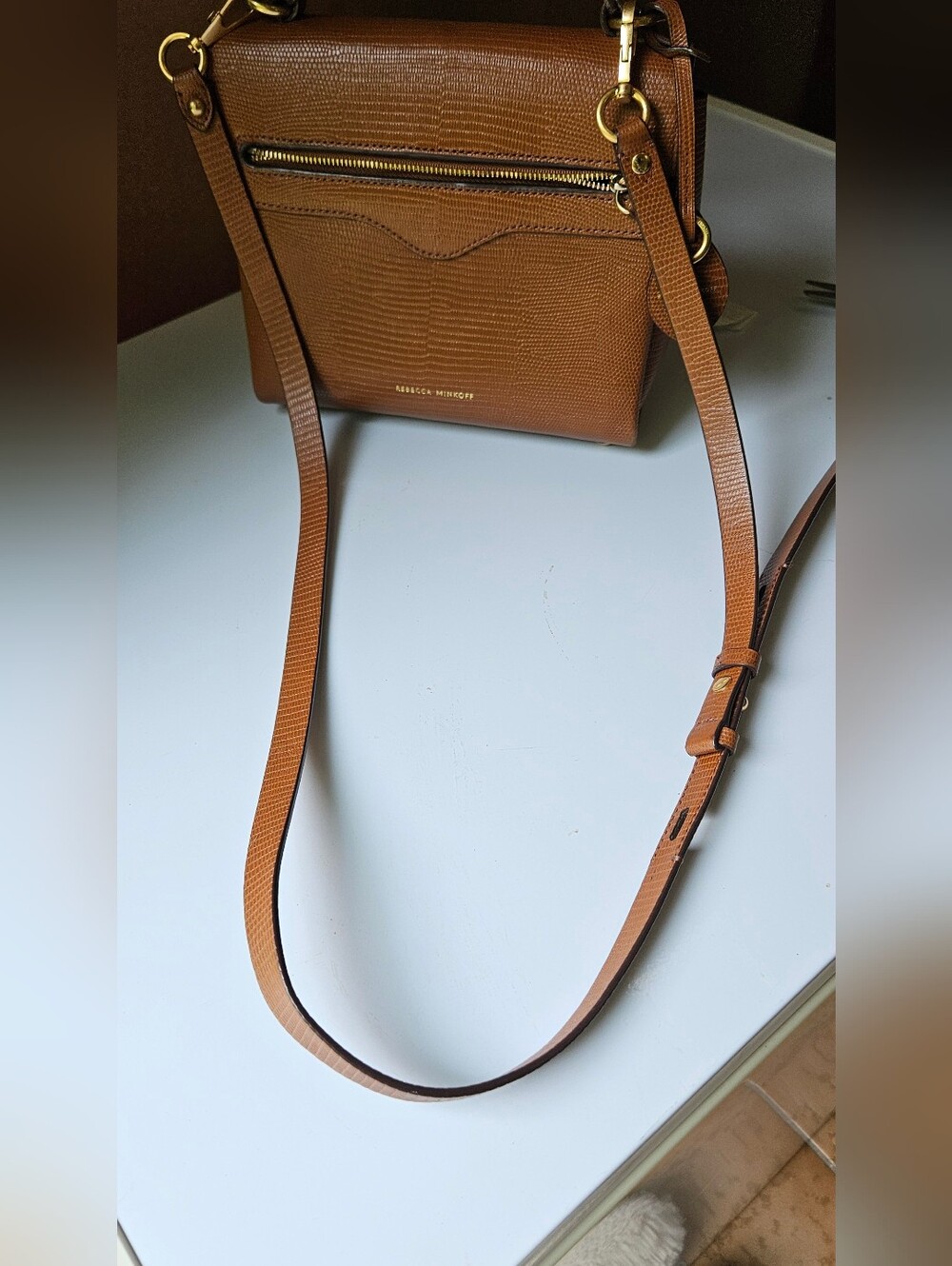 Rebecca Minkoff Lizard-Embossed Leather Chain Satchel - Picture 13 of 14